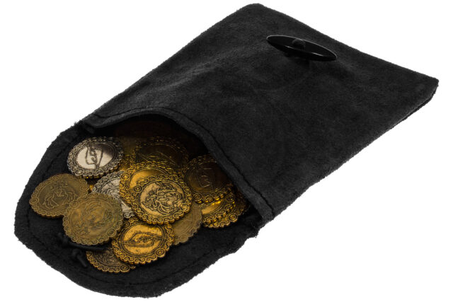 Rollespils Pung med 20x Coins Sort-21808