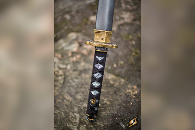 Her ser du Dai-katana sword skaft lidt på afstand