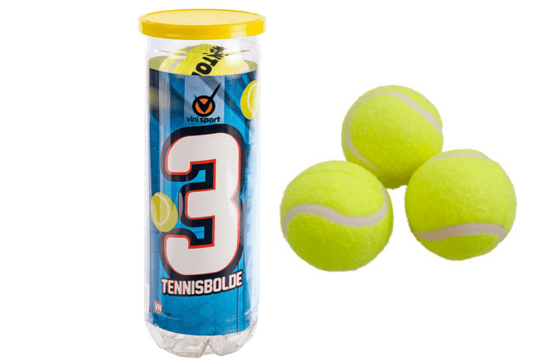 Her ser du 3 tennisbolde i plastrør