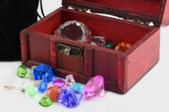 Træ Skattekiste med Diamanter - 120mm