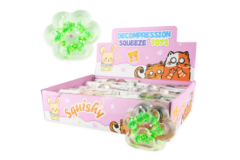 Squishy Katte Potte med Glitter Clear XL - 110mm
