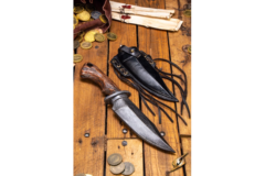 Ranger Knife med læderskede - Brun/Grå- 32 cm