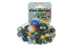 Glaskugler i net, blandet str. og farver - 500 g