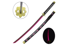 Sort og Guld Katana med fede detaljer – Bambusklinge med LED Lys