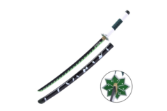 Grøn og Hvid Katana med blad detalje – Bambusklinge