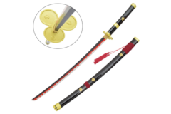 Sort og Guld Katana med blod detaljer – Bambusklinge