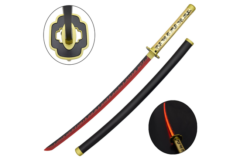 Guld Katana med blod detaljer – Bambusklinge med LED Lys